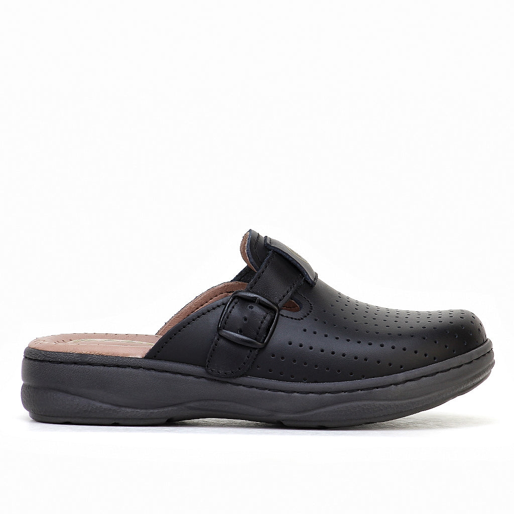 0324 sabot confort en cuir  femme noir