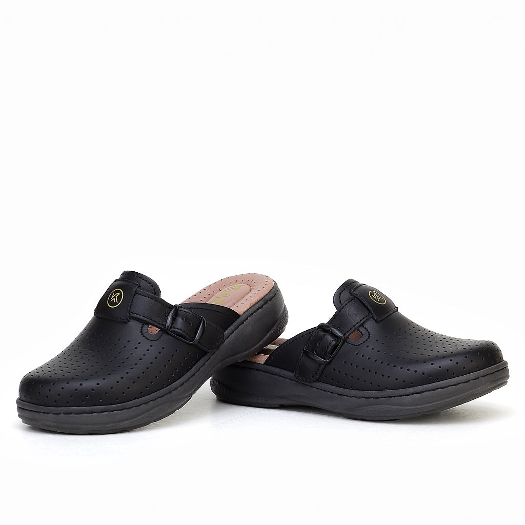 0324 sabot confort en cuir  femme noir