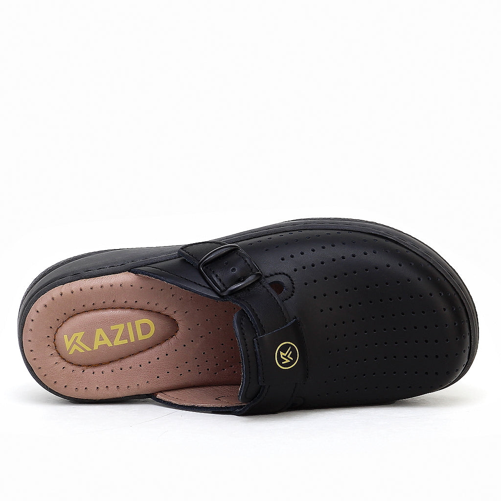 0324 sabot confort en cuir  femme noir