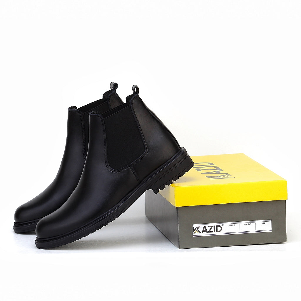 0302 boot en cuir homme noir