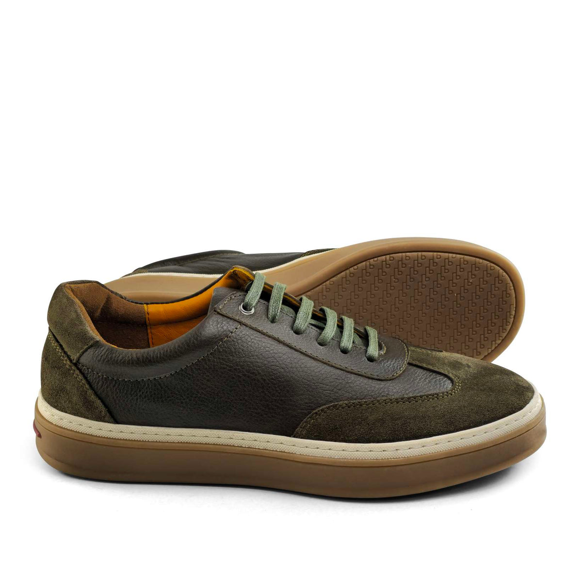 Sneaker Homme en Cuir Kaki 0235 | Lemusc.ma