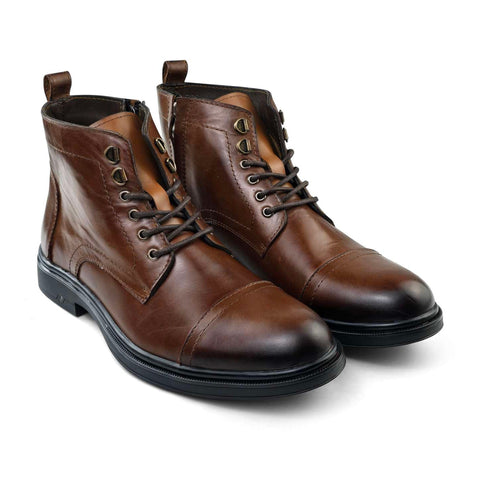 0100 bouttine en cuir homme tabac
