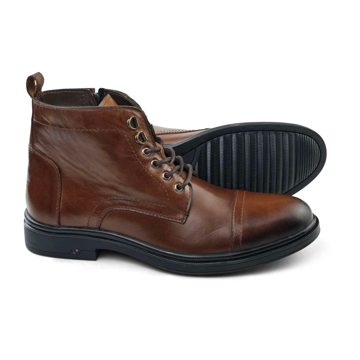 0100 bouttine en cuir homme tabac