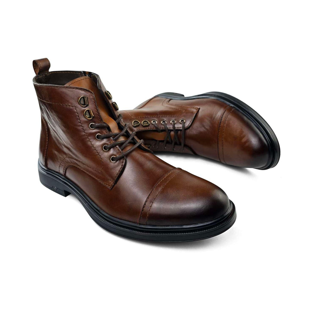 0100 bouttine en cuir homme tabac