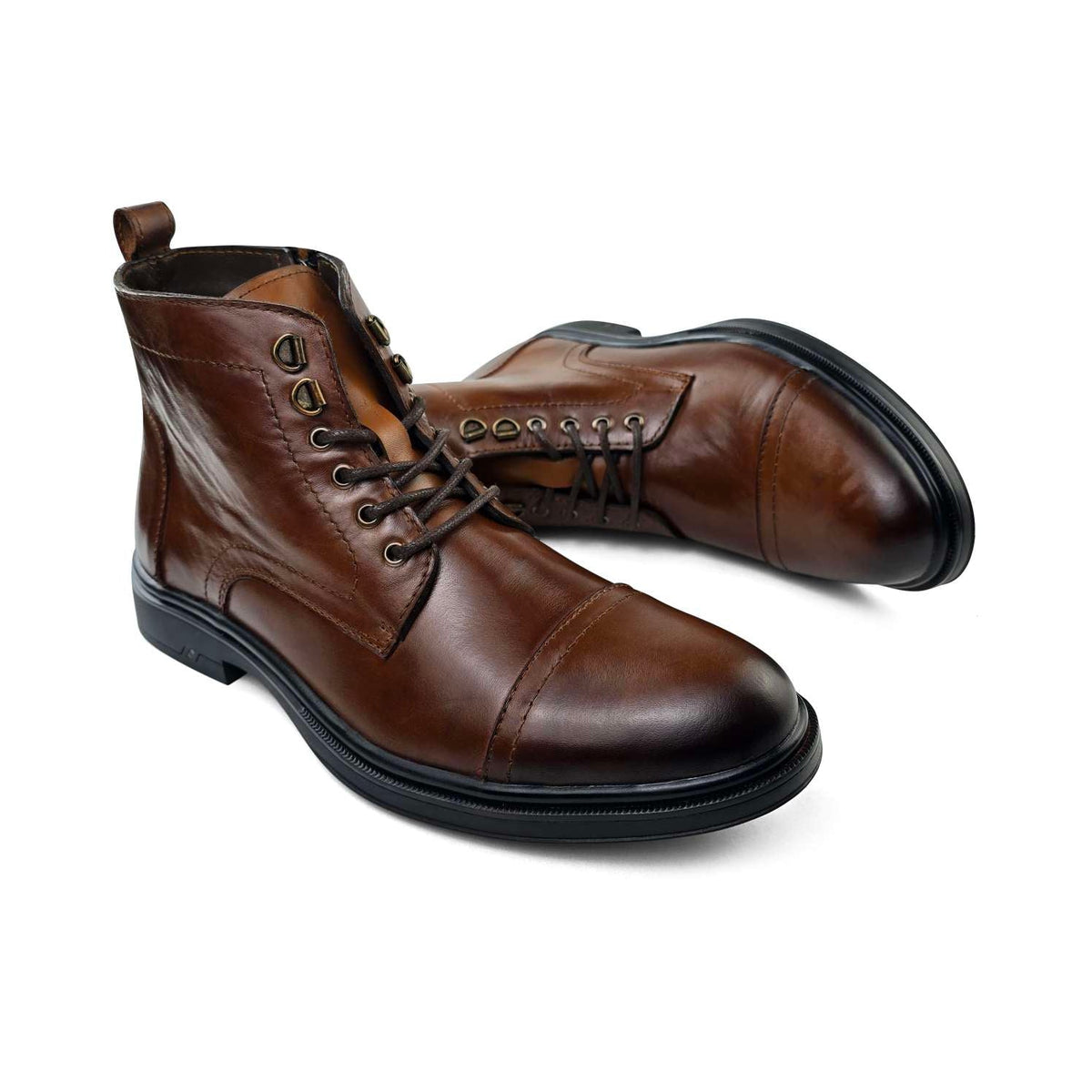 0100 bouttine en cuir homme tabac
