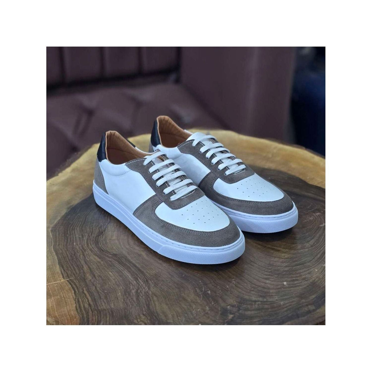 0161 Chaussure Sneaker Homme en cuir  blanc