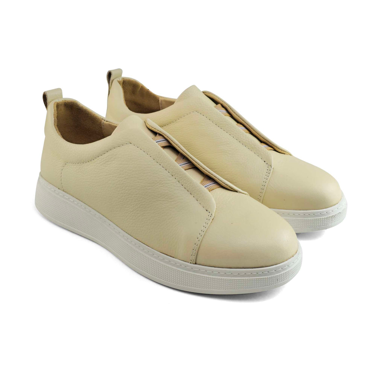 Sneaker Homme en Cuir Beige 097 | Lemusc.ma