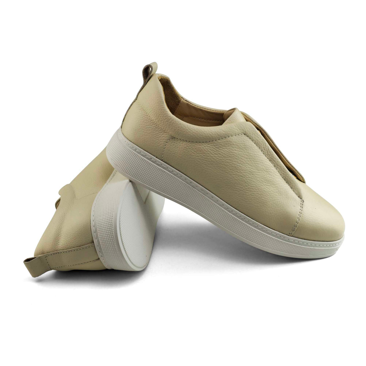 Sneaker Homme en Cuir Beige 097 | Lemusc.ma