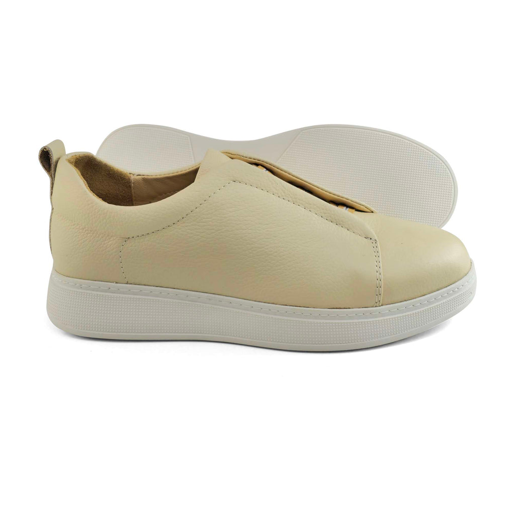 Sneaker Homme en Cuir Beige 097 | Lemusc.ma