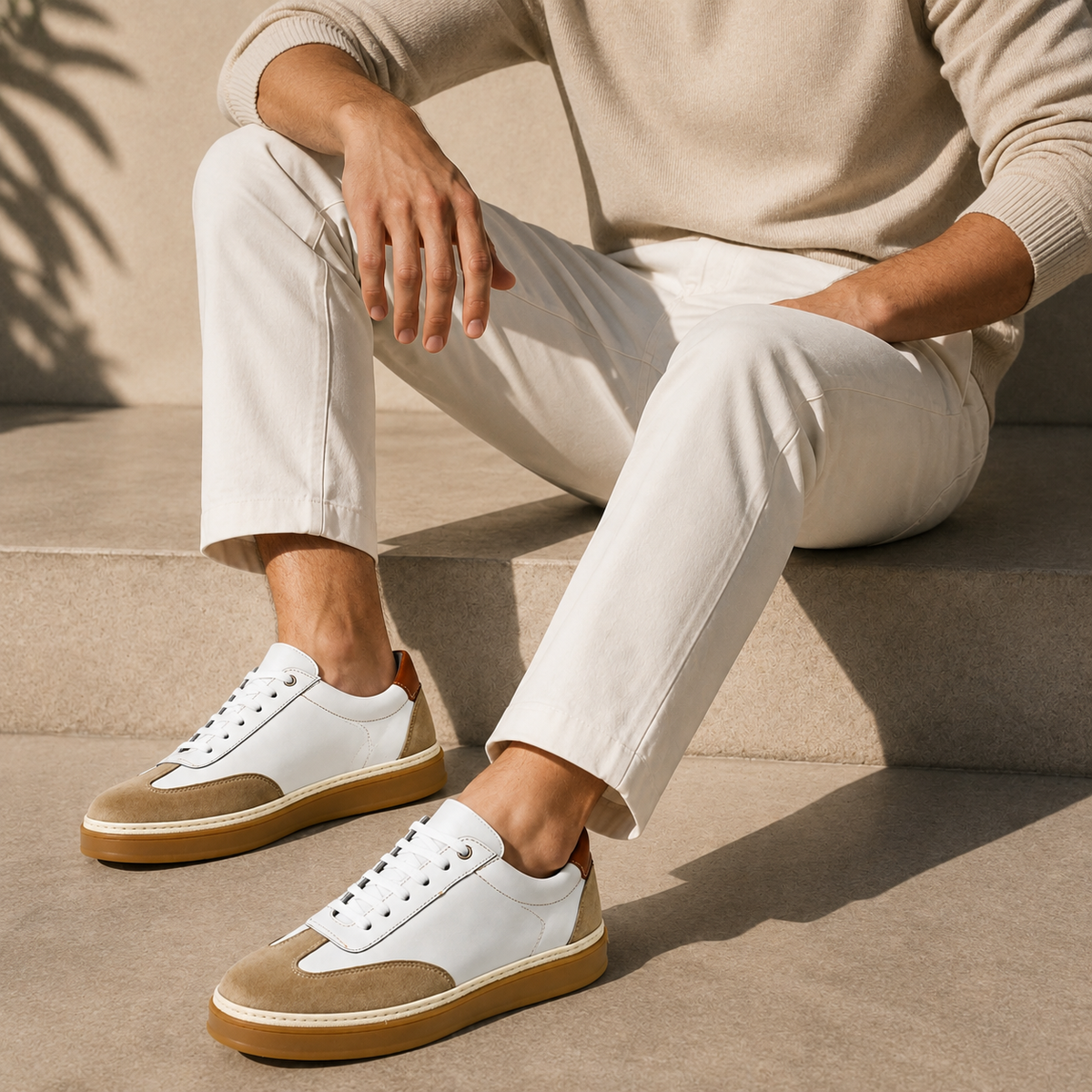 Sneaker Homme en Cuir BlancKL