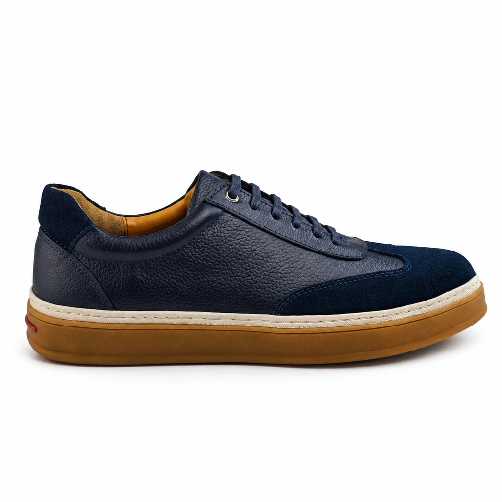 Sneaker Homme en Cuir Bleu Marine
