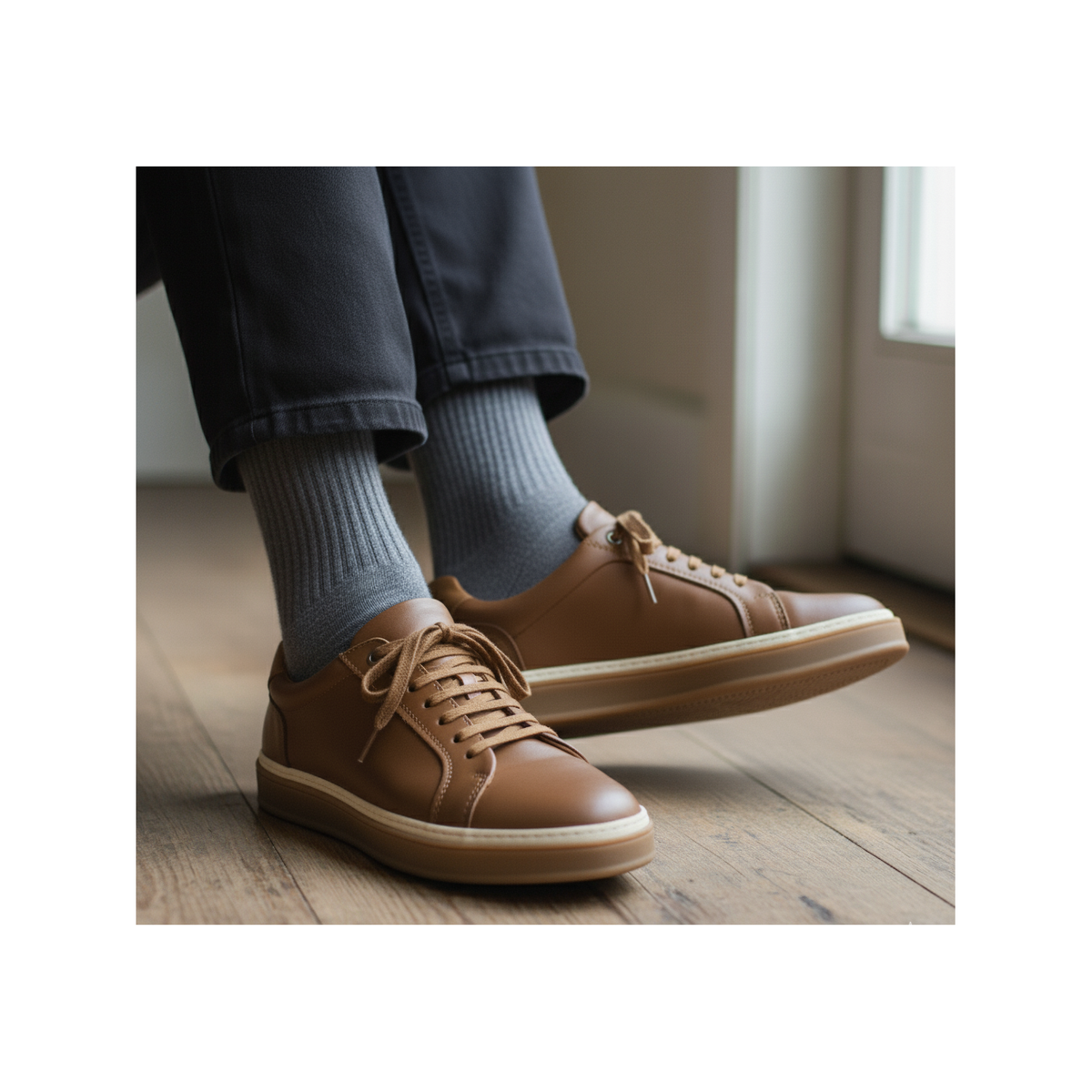 Sneaker Homme en Cuir MarronJK