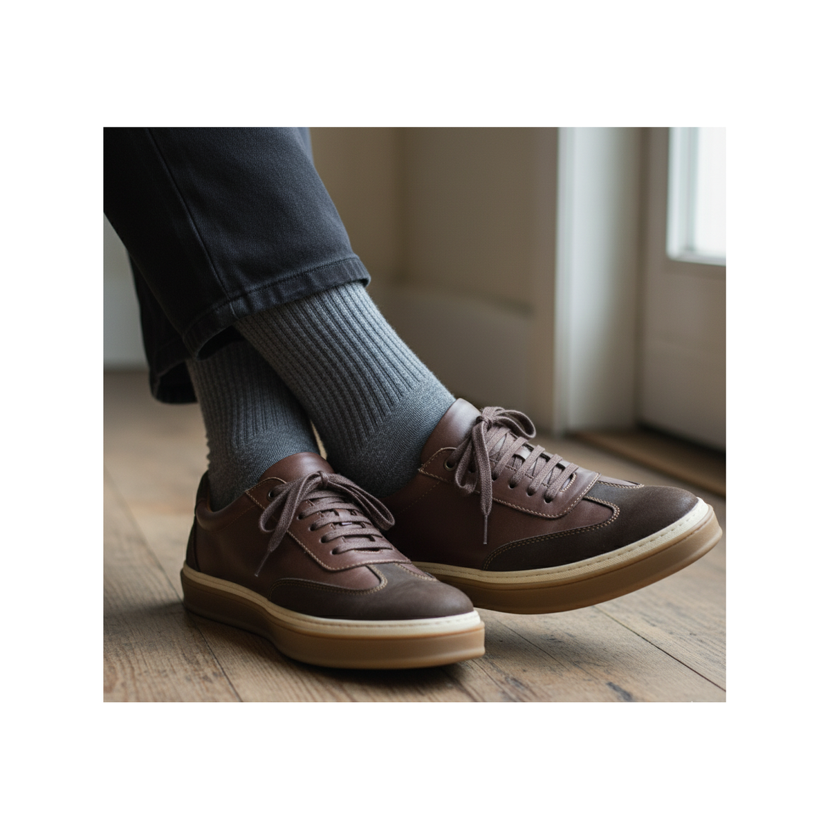Sneaker Homme en Cuir Marron 567