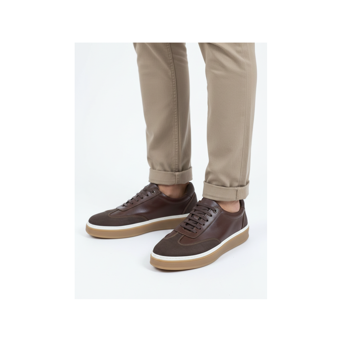 Sneaker Homme en Cuir Marron NHHJ