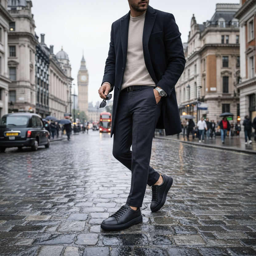 Sneaker Homme en Cuir Noir 7890