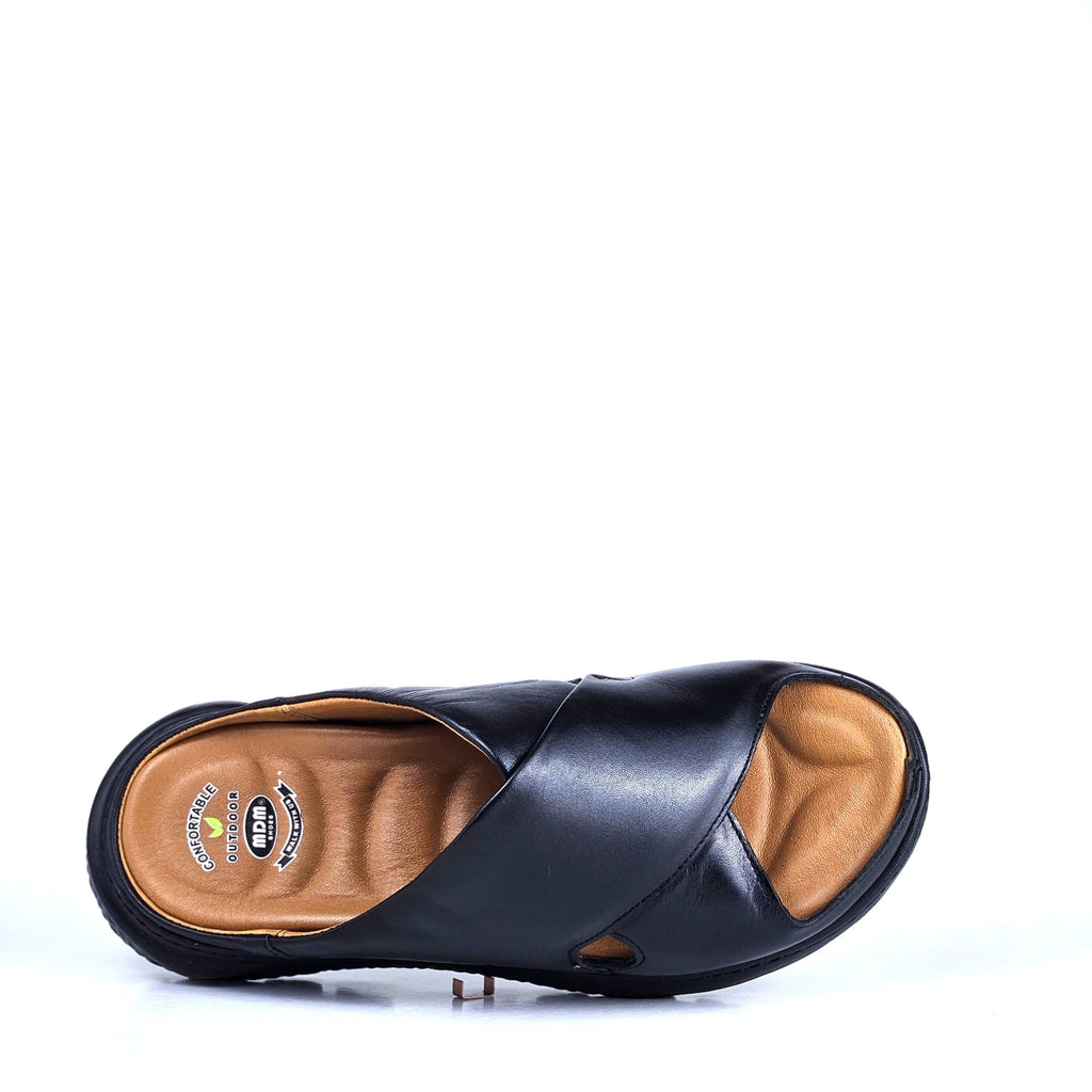 036 sandale confort en cuir homme noir