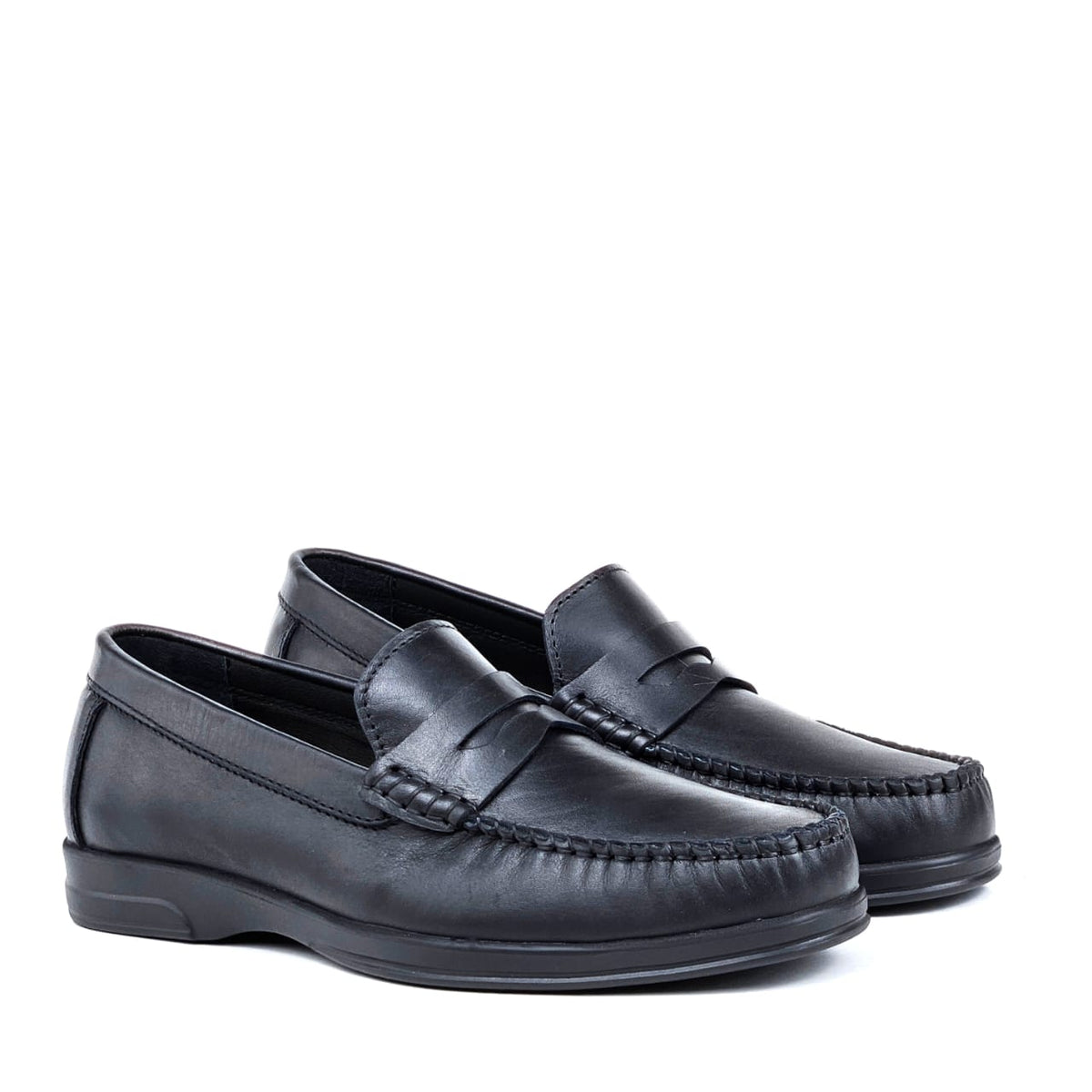 073 Chaussures Homme Mocassins sports en cuir noir