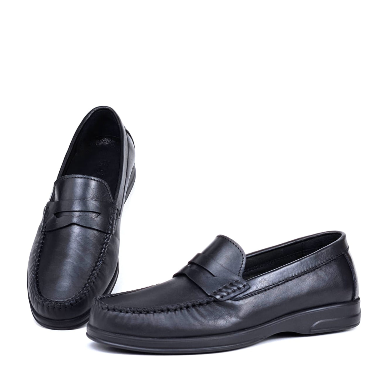 073 Chaussures Homme Mocassins sports en cuir noir