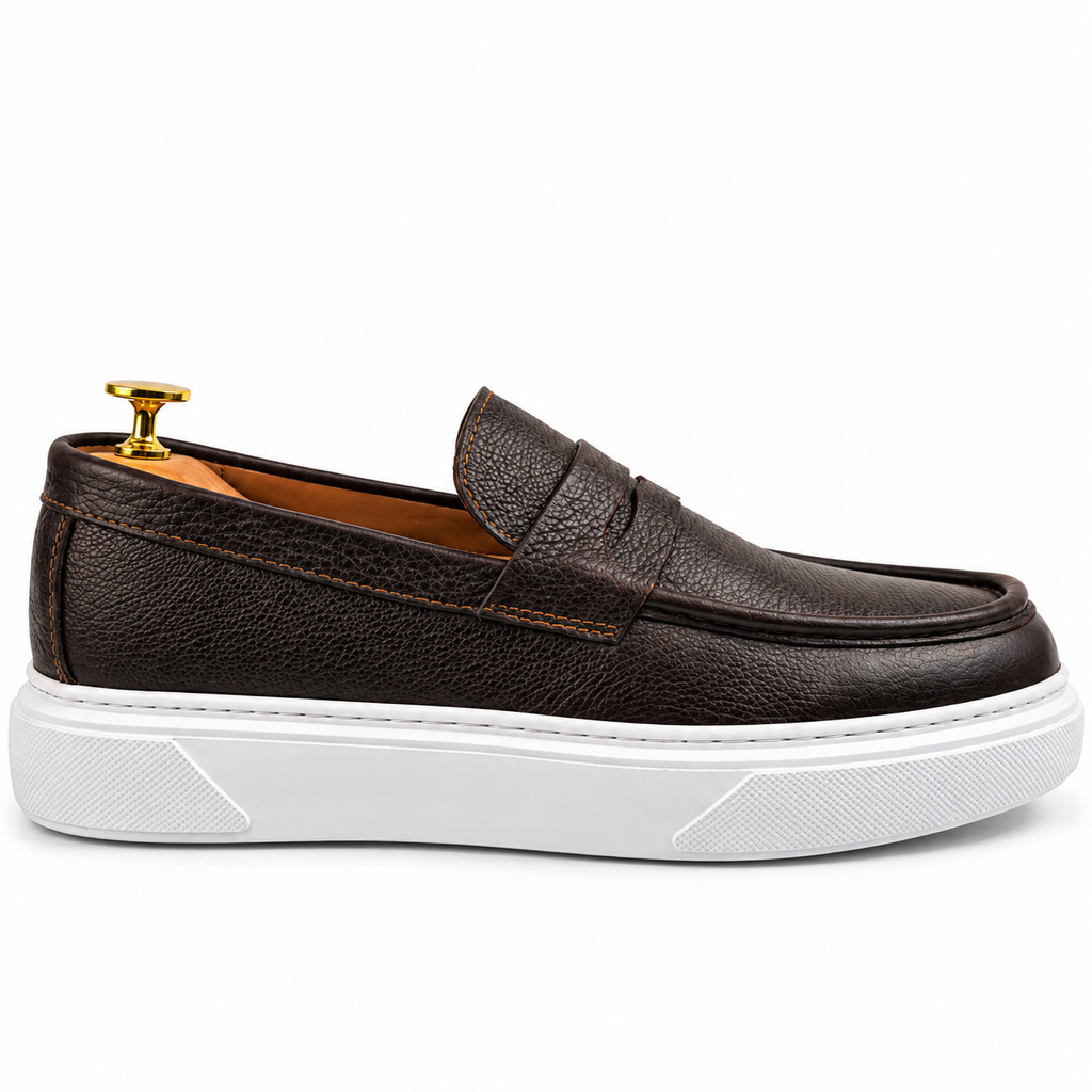 054 Chaussures Homme Mocassins sports en cuir  marron