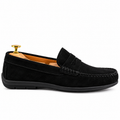 046 Chaussures Homme Mocassins sports en cuir noir daim