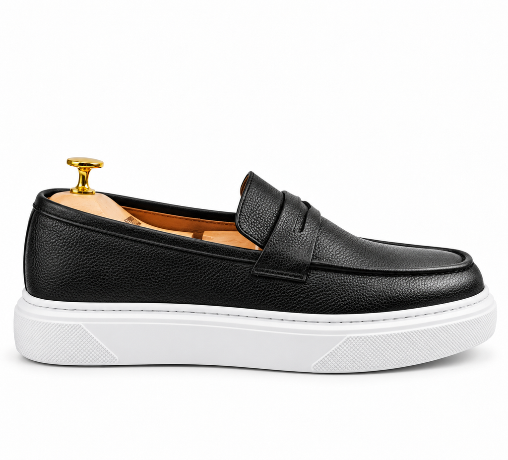 054 chaussure homme confort en cuir noir/bc