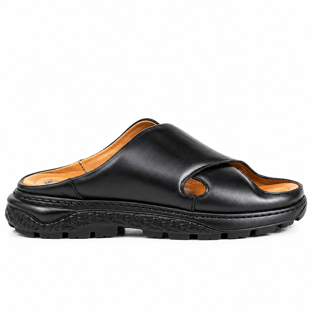 036 sandale confort en cuir homme noir