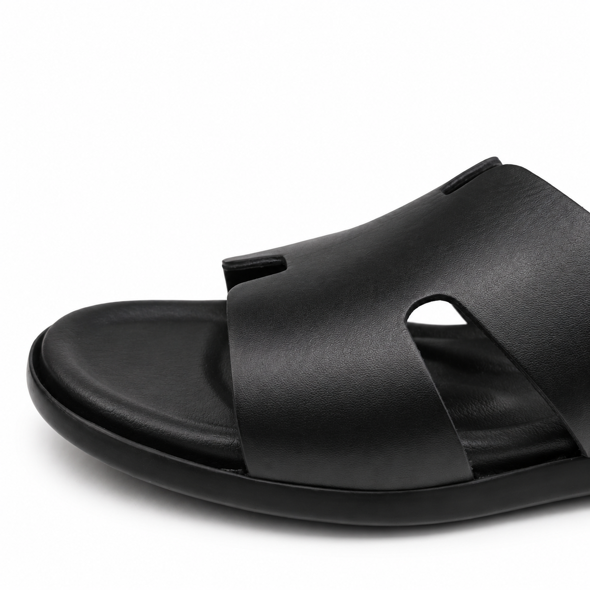 027 sandale confort en cuir homme noir