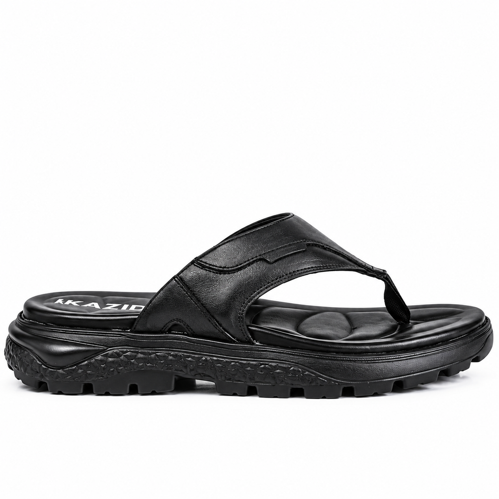 056 sandale confort en cuir homme noir