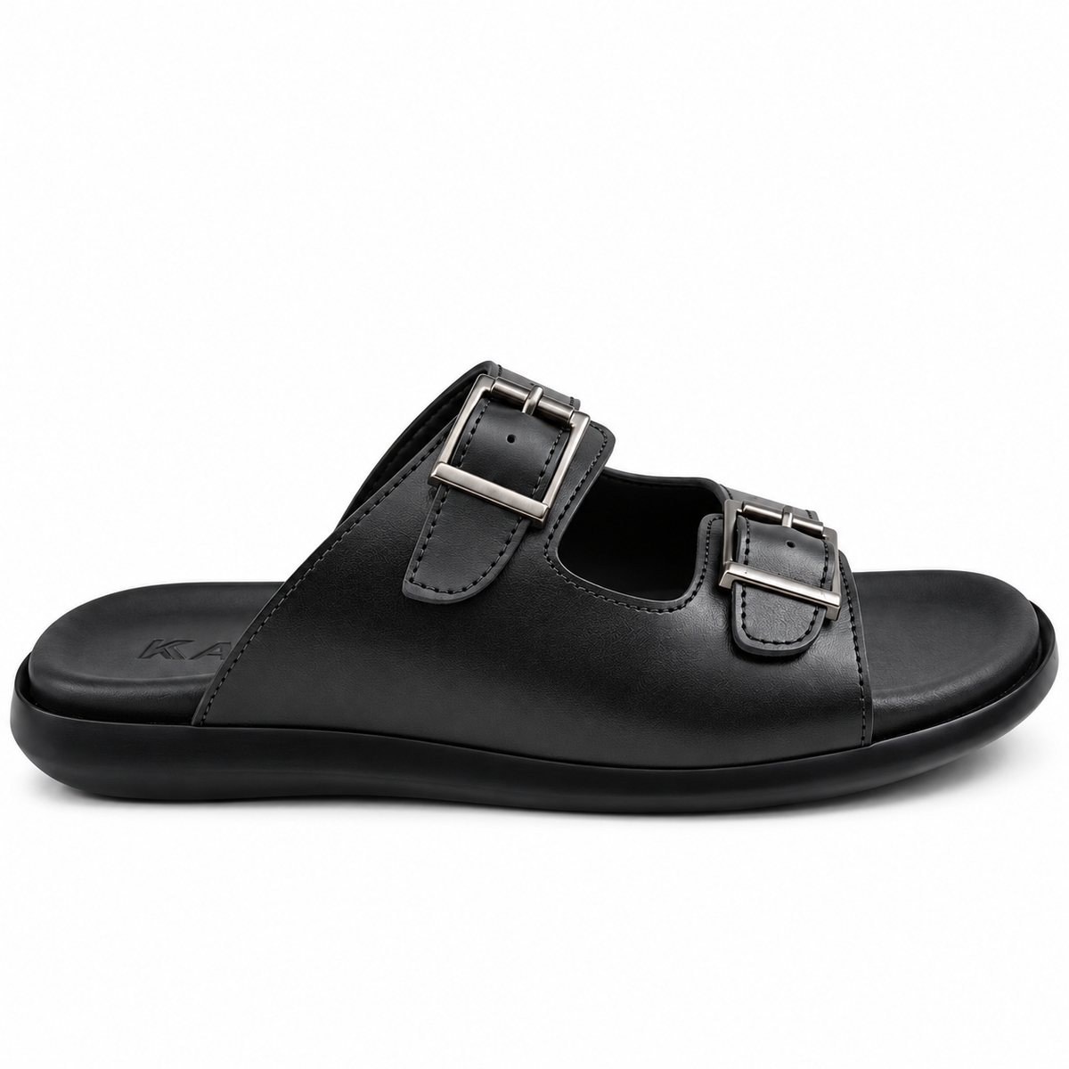 028 sandale confort en cuir homme noir