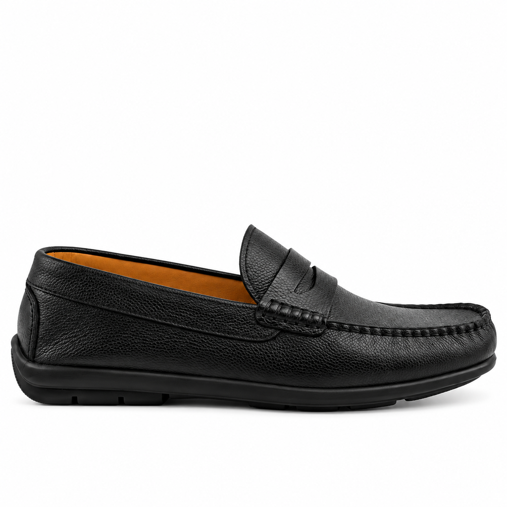 046 Chaussures Homme Mocassins sports en cuir noir