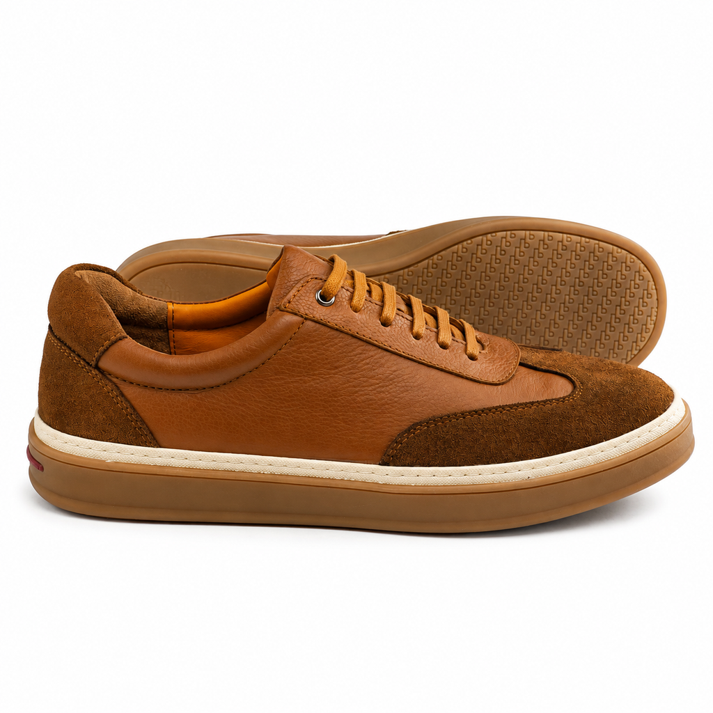 Sneaker Homme en Cuir Tabac 0235 | Lemusc.ma