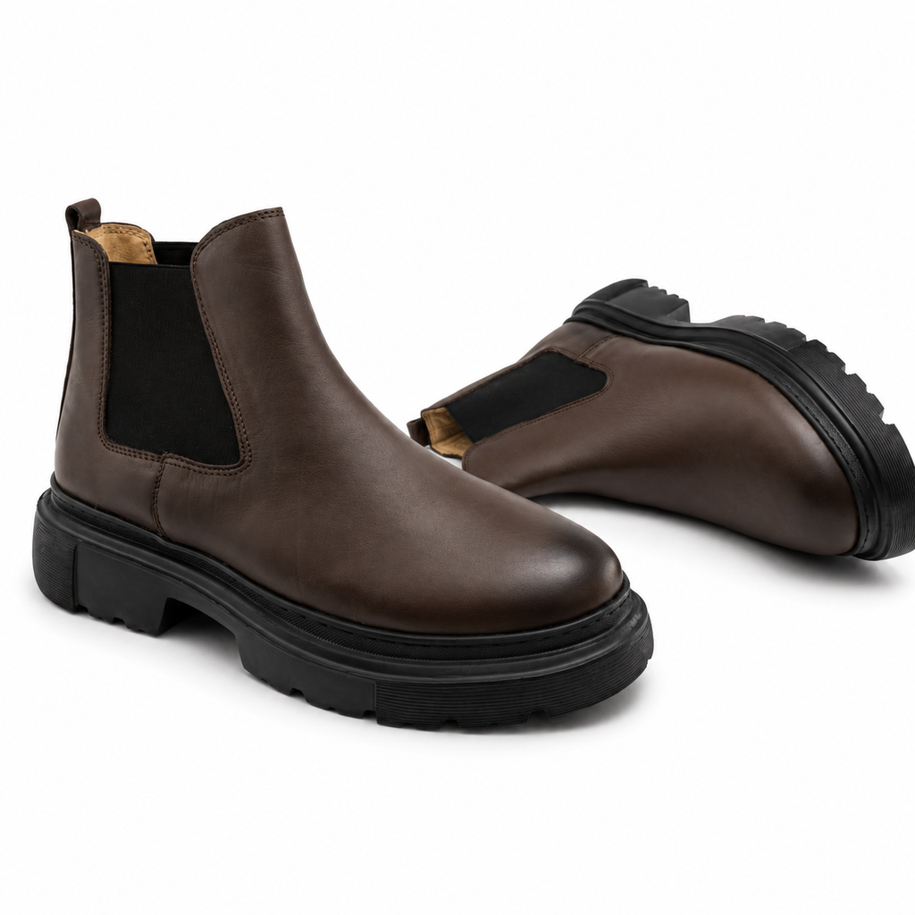 0310 bouttine Chelsea en cuir homme marron