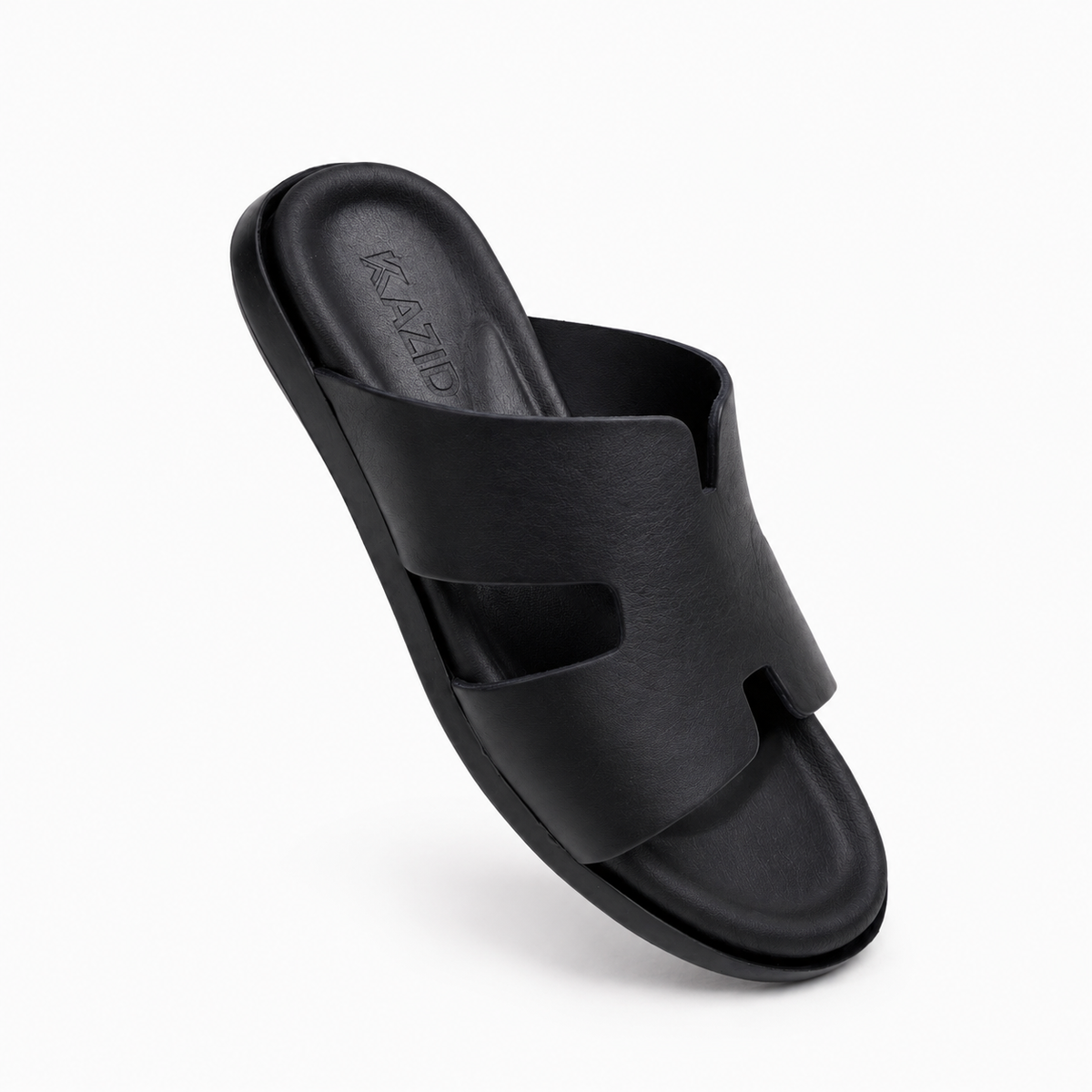 027 sandale confort en cuir homme noir