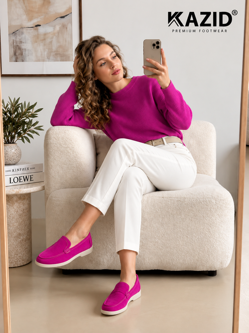 0115 chaussure Femme en cuir daim rose