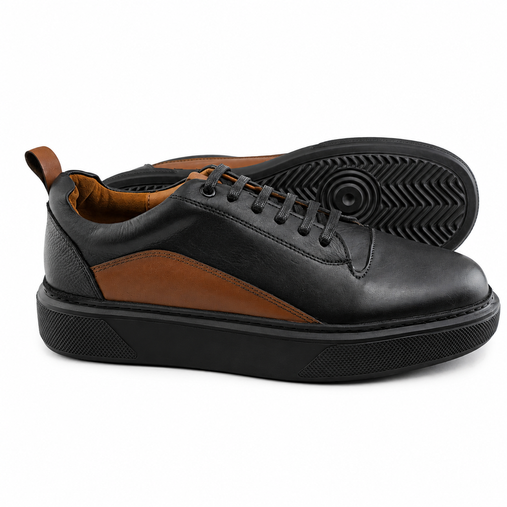 Sneaker Homme en Cuir Noir 0225 | Lemusc.ma