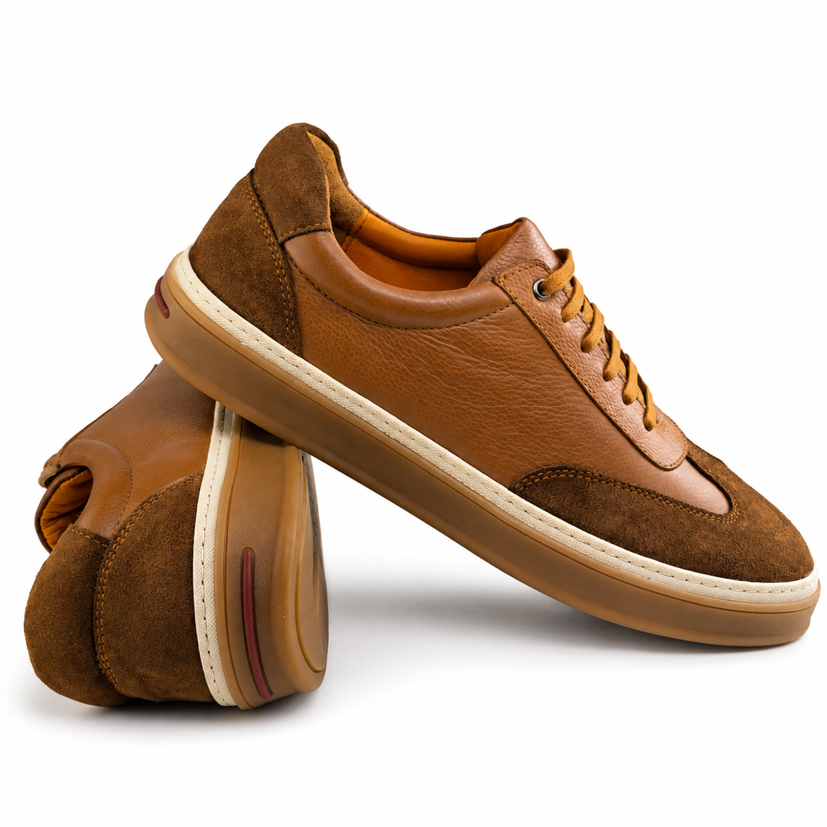 Sneaker Homme en Cuir Tabac 0235 | Lemusc.ma