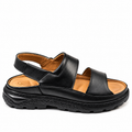 0206 sandale confort en cuir  homme noir
