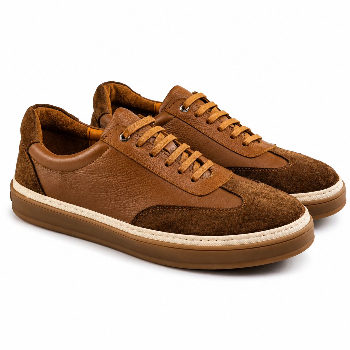 Sneaker Homme en Cuir Tabac 0235 | Lemusc.ma