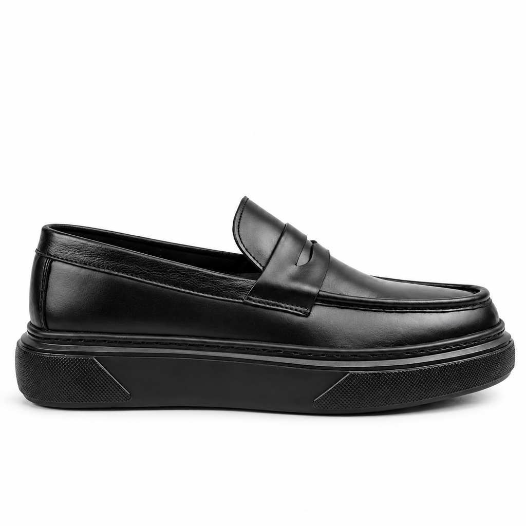 054 Chaussures Homme Mocassins sports en cuir noir