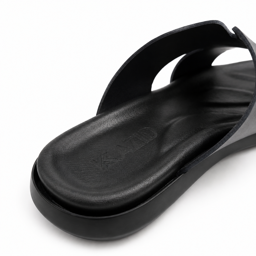 027 sandale confort en cuir homme noir