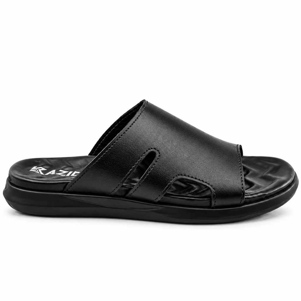 061 sandale confort en cuir homme noir