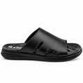 061 sandale confort en cuir homme noir