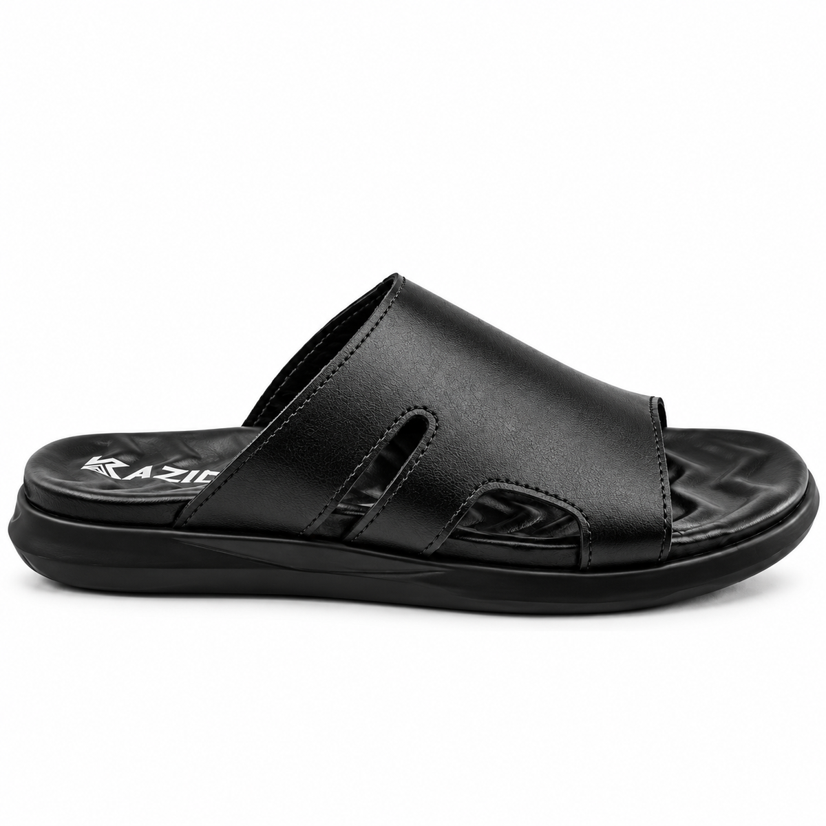 061 sandale confort en cuir homme noir