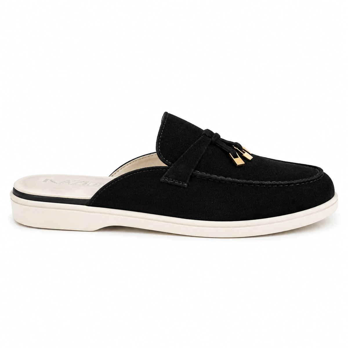 0119 mule Femme en cuir daim noir