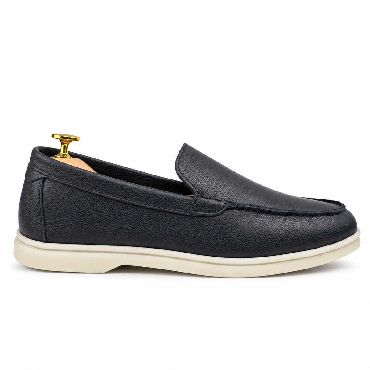 0110c Chaussures Homme Mocassins sports en cuir noir