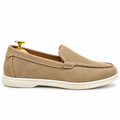 0110 Chaussures Homme Mocassins sports en cuir daim biege