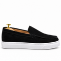 0108 Chaussures Homme Mocassins sports en cuir daim noir