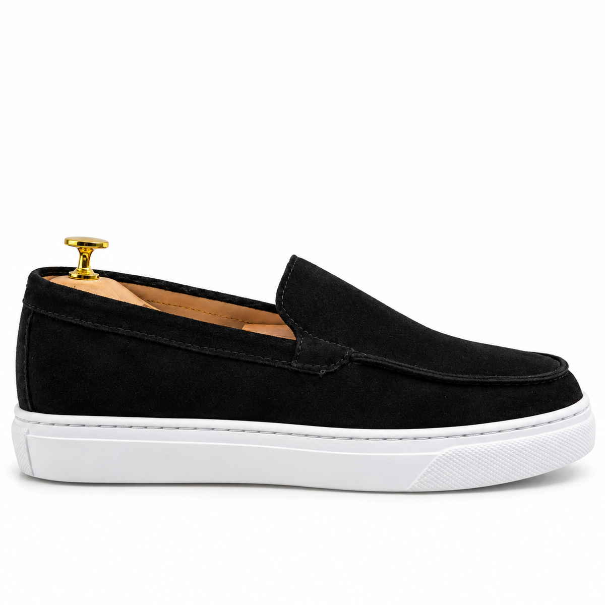 0108 Chaussures Homme Mocassins sports en cuir daim noir