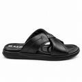 050 sandale confort en cuir homme noir