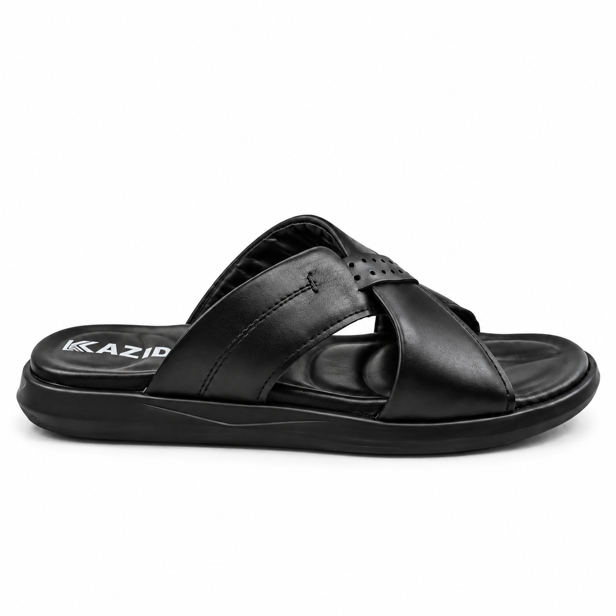 050 sandale confort en cuir homme noir